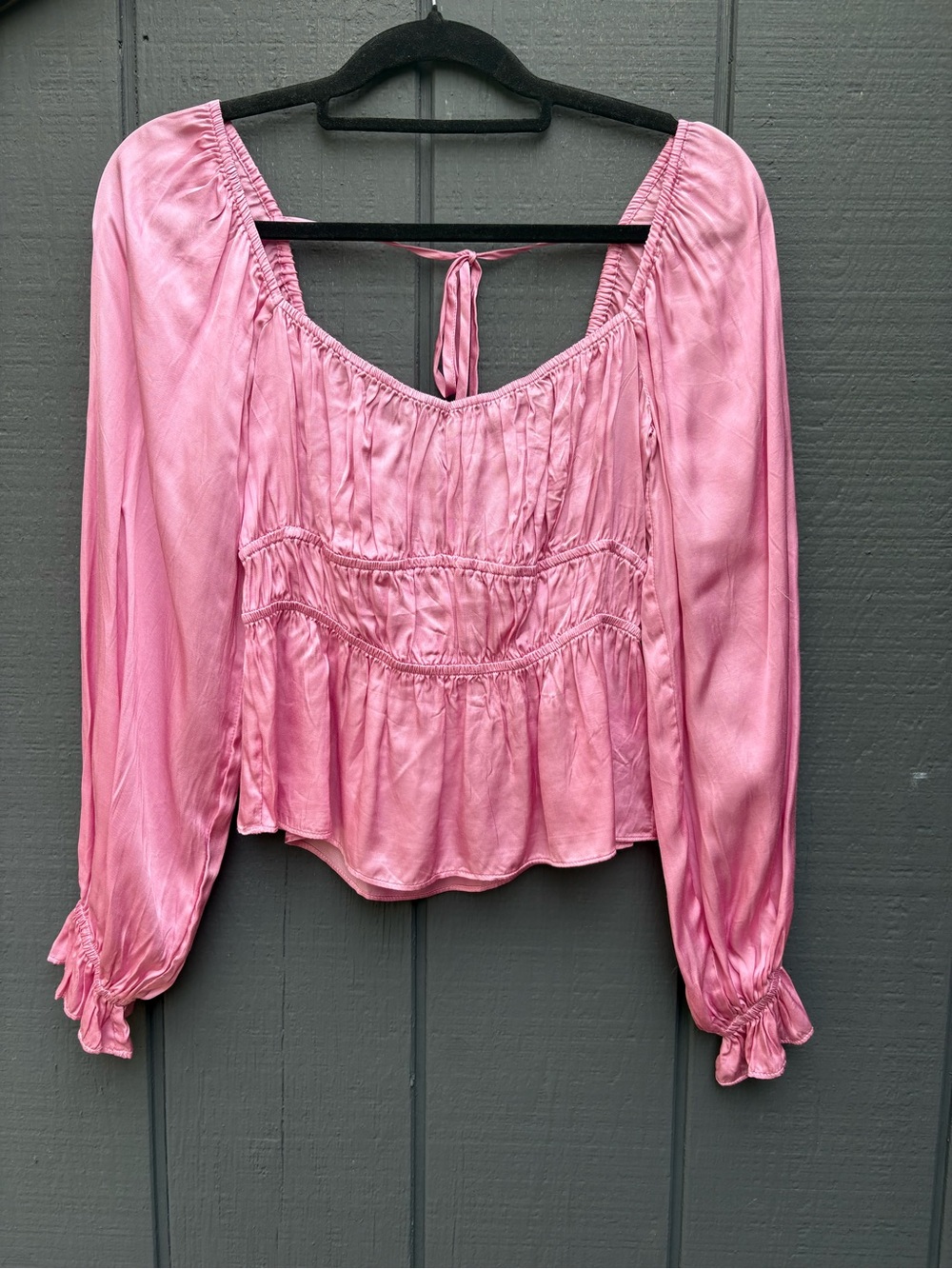 Lucy Paris Pink Long-Sleeve Peasant Blouse NWT
